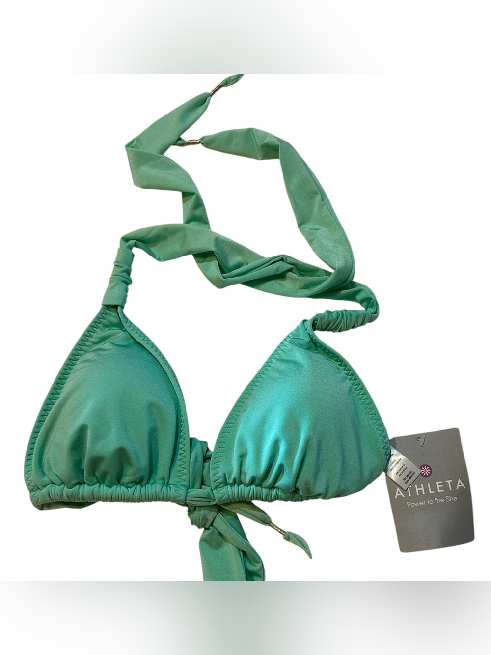 Athleta Aqualuxe Triangle Bikini Top Aqua Mint NWT Size Small Beach